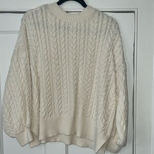 Cable knit off white sweater